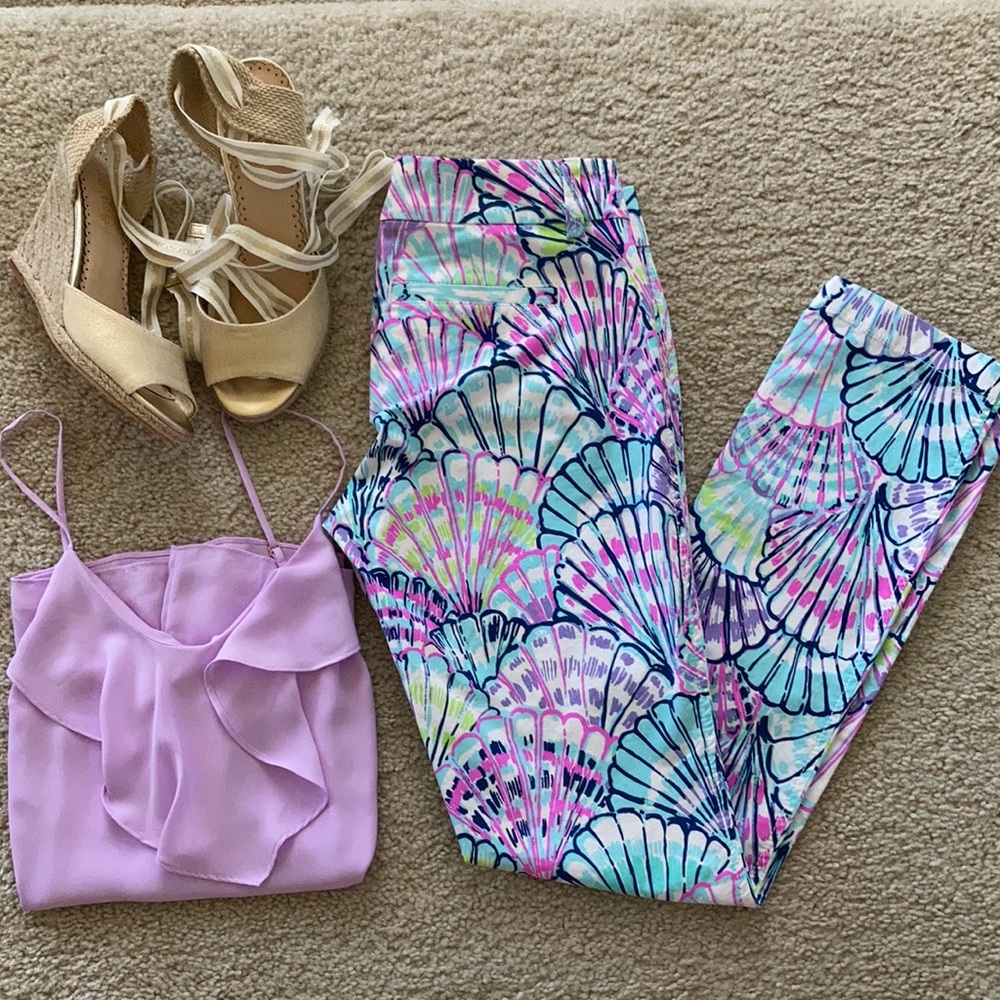 Lilly Pulitzer Multicolor Shell-Print Skinny Pants